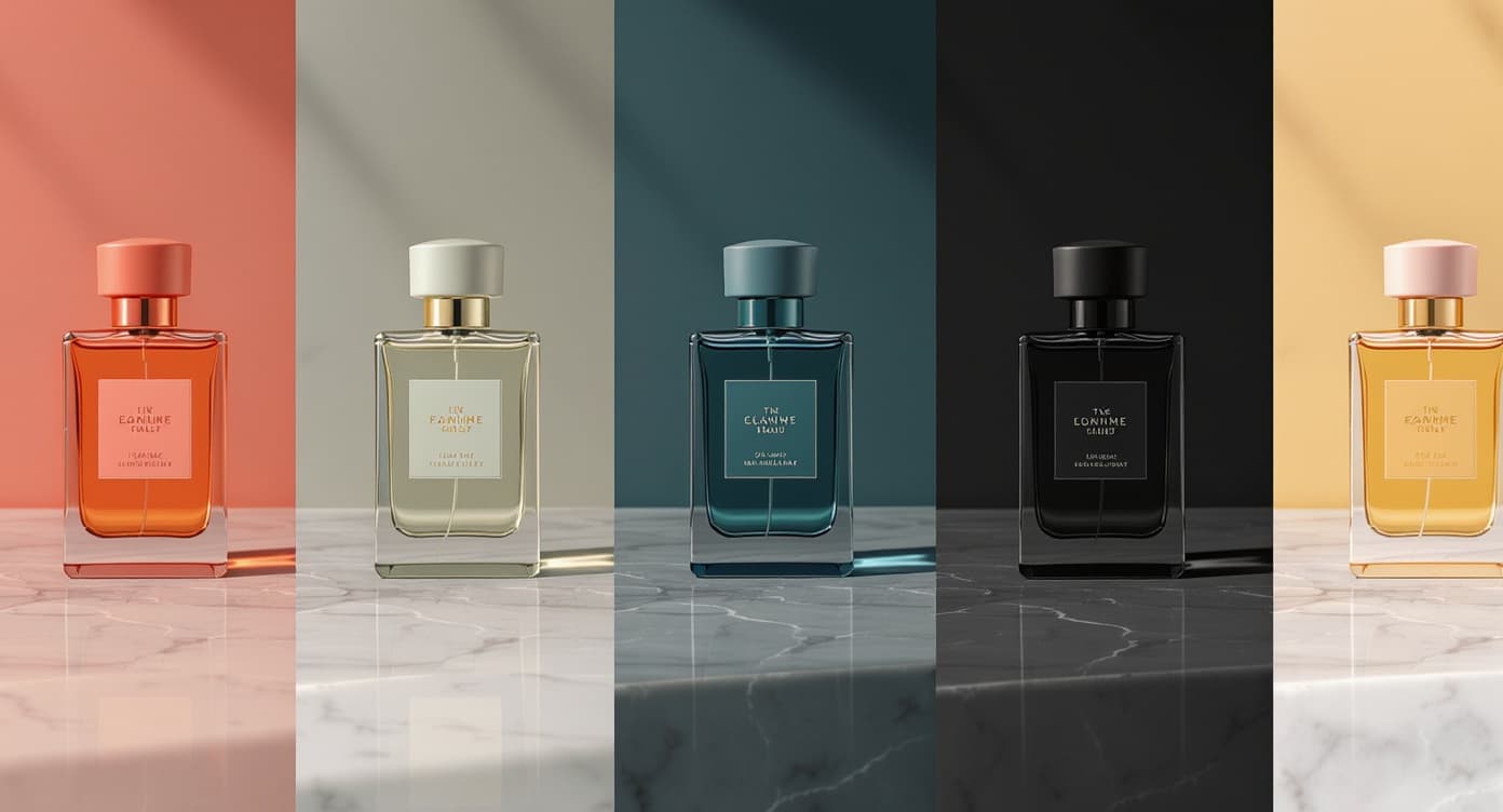 Five-panel grid of identical product hero in different palettes.